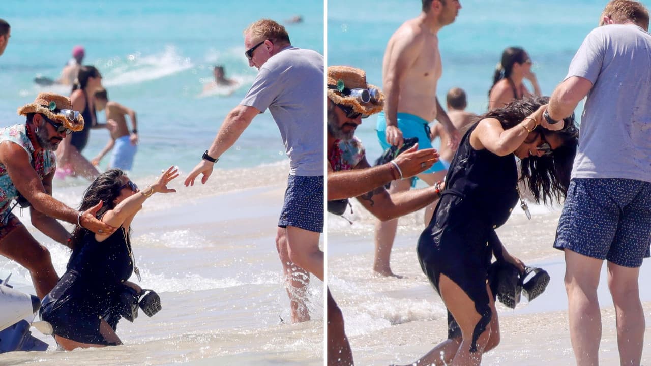 François-Henri Pinault ayudó a la actriz a ponerse de pie nuevamente.