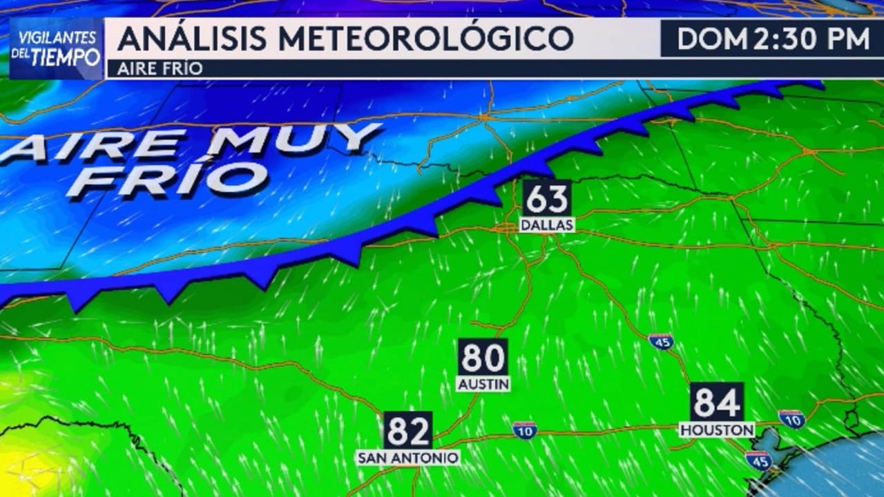 Hacia las 2:30 pm del domingo 29 de octubre el termómetro estará muy cerca de la máxima temperatura, 85°F, pero a medida que el frente frío denso ingresa en la región, empieza a verse un descenso.