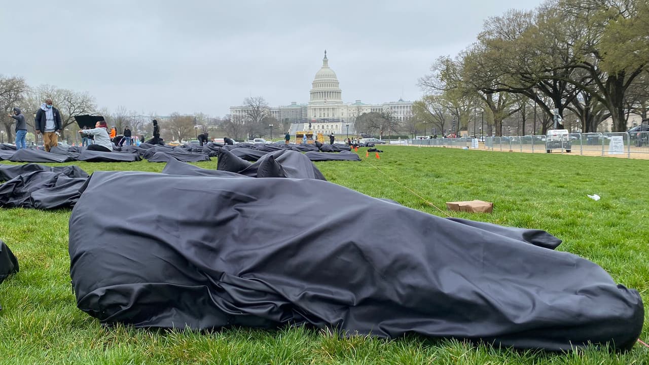 La instalación se colocó a unos pasos del Capitolio, en protesta al Congreso federal.