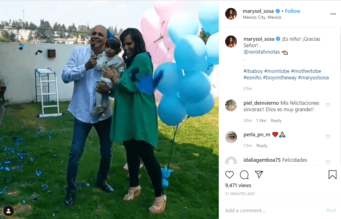 Marysol Sosa también compartió un pequeño video del momento en que se enteró del sexo del bebé.