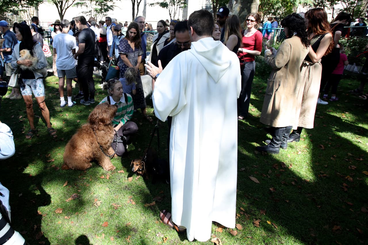 El evento en la catedral de St. John the Divine en Nueva York atrae a los amantes de los animales, y también a curiosos.