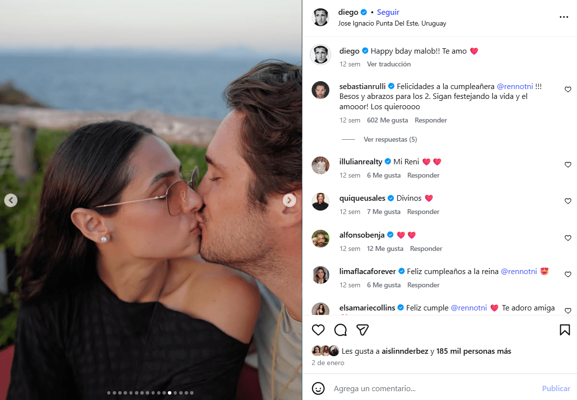 Diego Boneta publicó este mensaje para Renata Notni en enero de 2026.