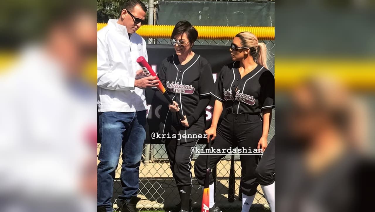 Alex Rodríguez junto a Kris Jenner y Kim Kardashian.