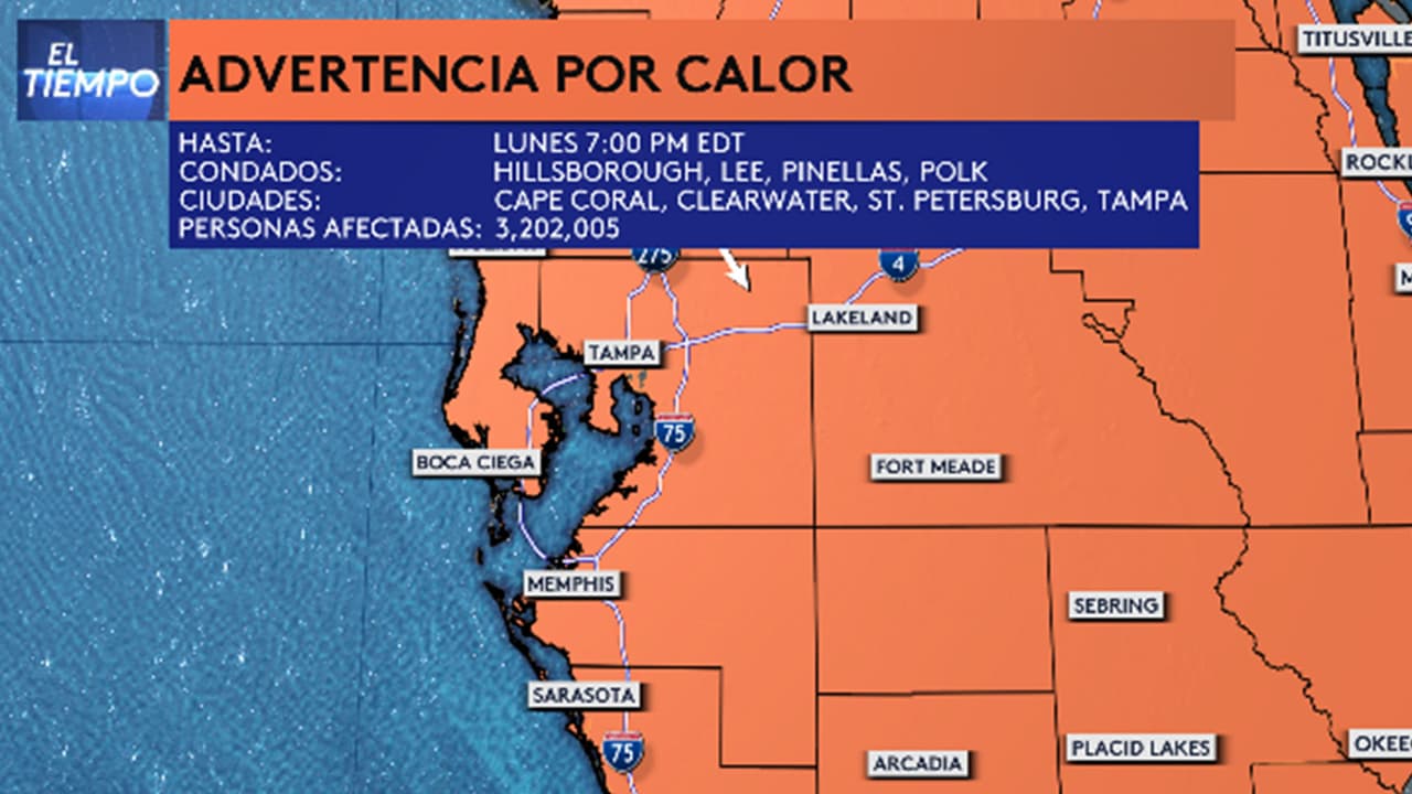 Lunes caluroso en la Bahía de Tampa: temperaturas se sentirán en los 108 °F