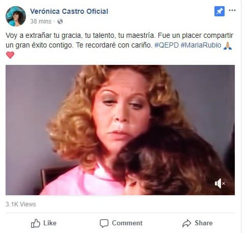 Un día después de perder a Rogelio Guerra, su compañero de la novela 'Los ricos también lloran', la actriz
<b> Verónica Castro</b> se despidió de 'Clemencia del Junco', el personaje que interpretó María Rubio en la novela 'El derecho de nacer', que estelarizó la 'Vero' junto a Ignacio López Tarso.