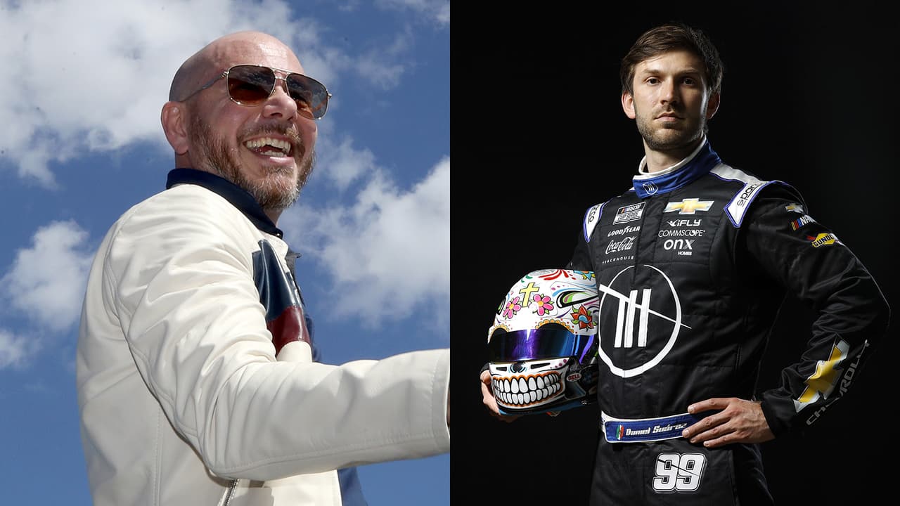 Pitbull cumple su sueño de entrar a NASCAR con el piloto mexicano Daniel Suárez