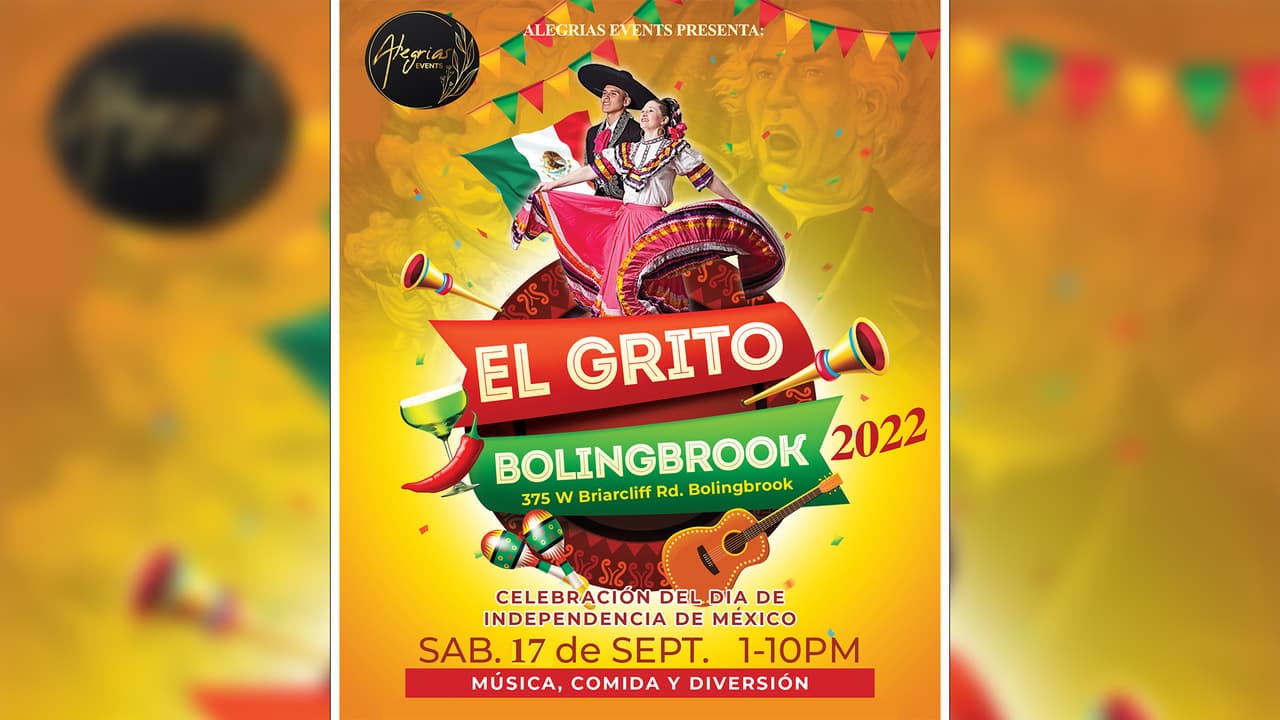 <b>El Grito, Bollingbrook</b>
<br>La localidad de Bollingbrook prepara una celebración por el Grito de Independencia. La cita es el 17 de septiembre en el 375 W Briarcliff Rd., en Bolingbrook. Si deseas más información 
<a href="https://www.facebook.com/events/1074944706561432" target="_blank">puedes consultar este evento</a>.