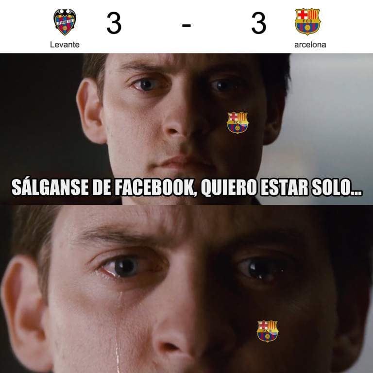 Barcelona deja ir una importante victoria frente al Levante y los memes salen de su cueva para restregárselo en la cara.