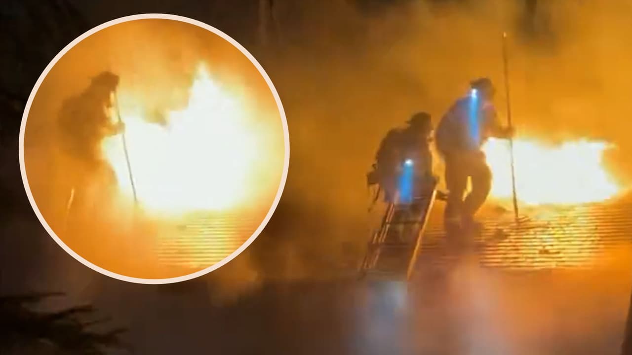 Video muestra el instante en que bomberos luchan con un incendio en medio de la tormenta en Sacramento