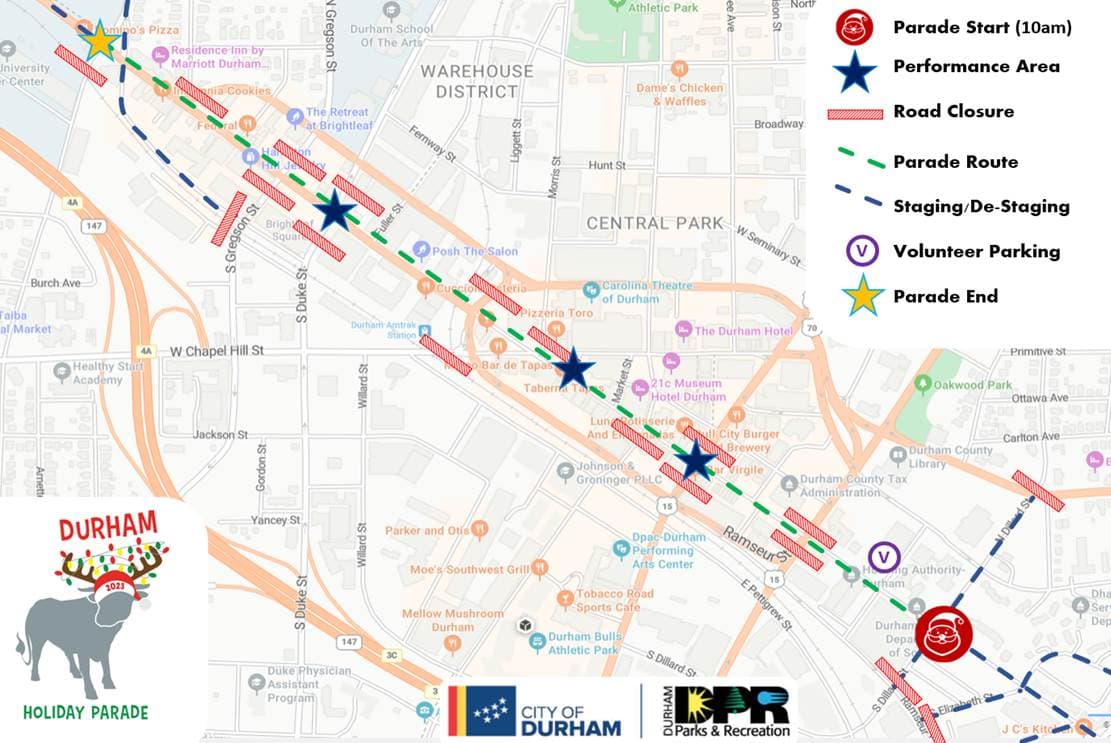<b>También se han establecido estaciones de baños temporales</b> que estarán ubicadas cerca de las intersecciones de las calles Hood, Chapel Hill y Duke con Main Street.