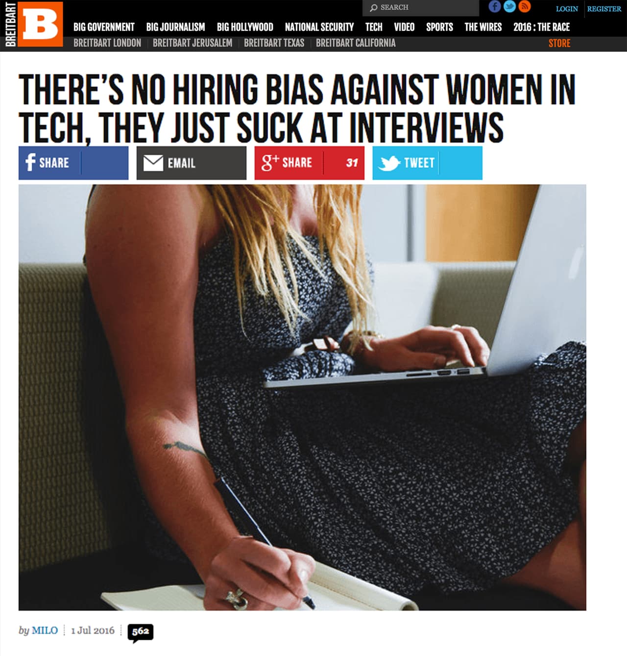 "No hay sesgo de contratación contra las mujeres en la tecnología, sólo apestan en las entrevistas".