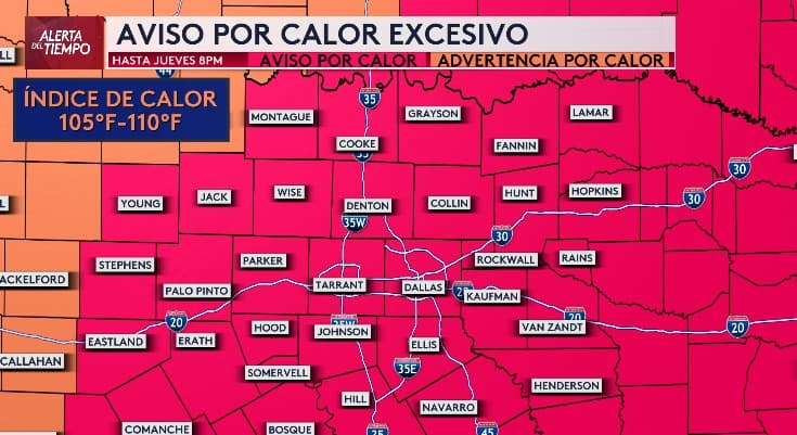Ola de calor en el norte de Texas: Extienden la advertencia por calor excesivo para este viernes