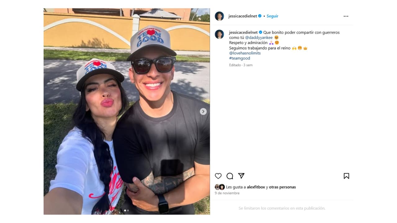 La fotografía que desató rumores de romance entre Daddy Yankee y Jessica Cediel.