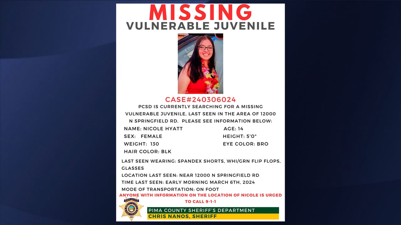 Nicole Hyatt fue vista por última vez el 6 de marzo cerca de 12000 N Springfield Road