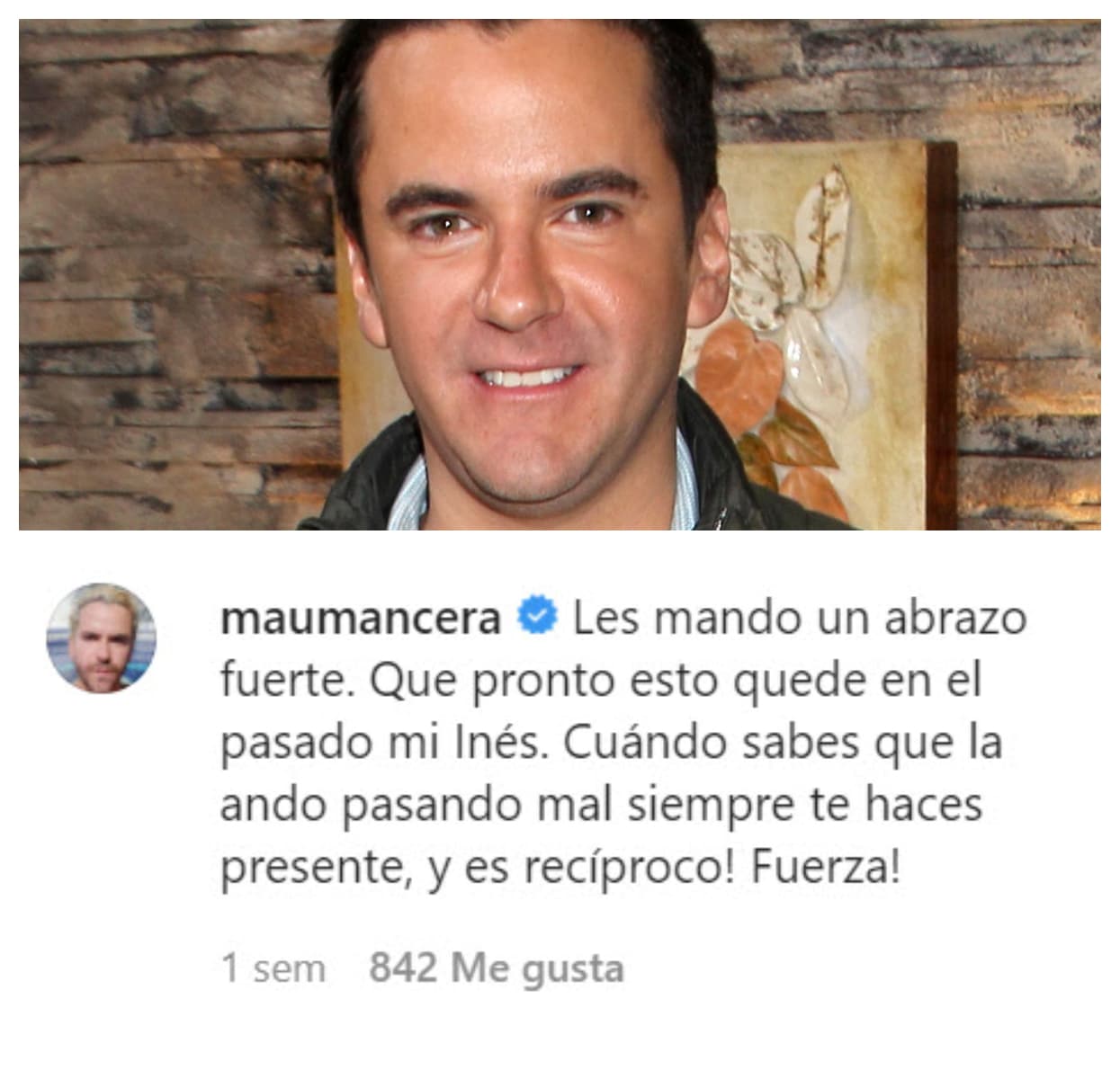 Inés Gómez Mont no sólo ha tenido el apoyo público por parte de su padre, sino también de algunos amigos famosos como Mauricio Mancera.
<br>