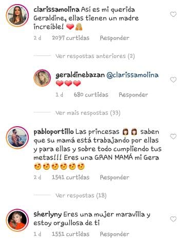 La mayoría de las reacciones fueron positivas y de aliento. Sin embargo, 
<b><a href="https://www.univision.com/shows/el-gordo-y-la-flaca/gabriel-soto-aclara-que-no-es-el-de-quien-geraldine-bazan-se-refirio-al-revelar-que-sufrio-violencia-domestica-video">su exmarido, el actor Gabriel Soto</a></b>, padre de Elisa Marie y Alexa Miranda, reaccionó de otra manera.