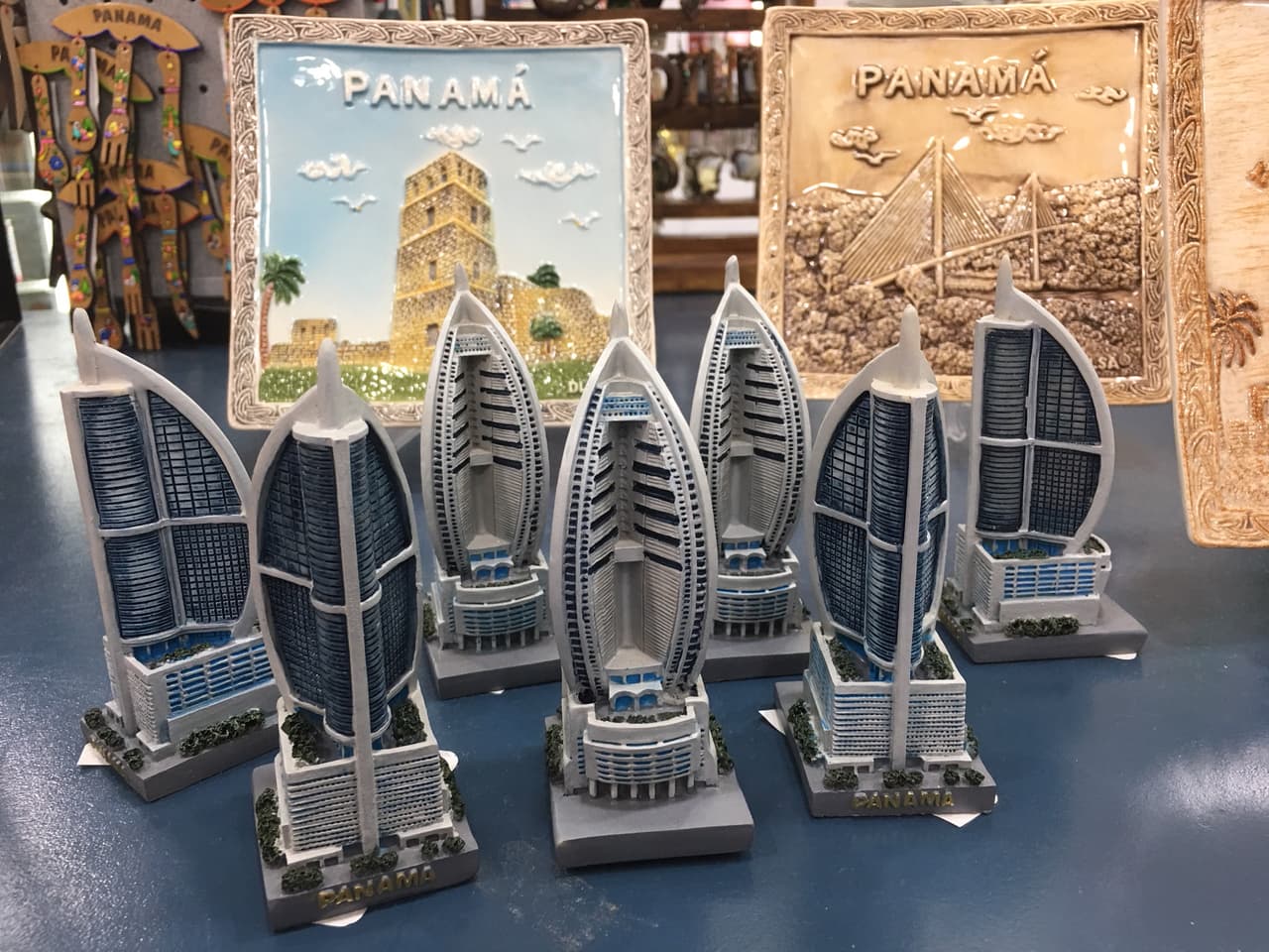 Model souvenirs of Trump Ocean Club International Hotel & Tower on sale in the gift shop for $8.