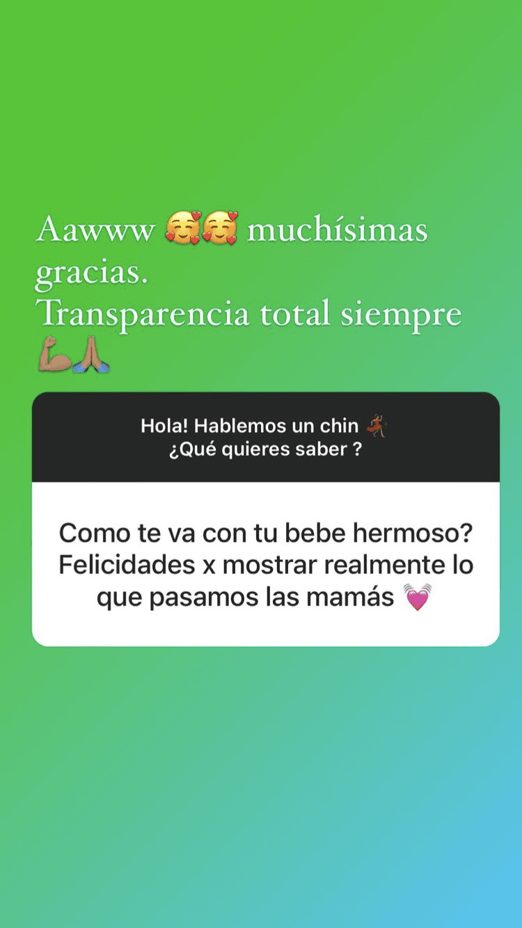 Aunque no está muy alejada de volver a su peso ideal, la dominicana sigue ejercitándose al máximo, y llevando una sana alimentación, pero sin dejar de compartir cómo quedó su cuerpo tras el parto.