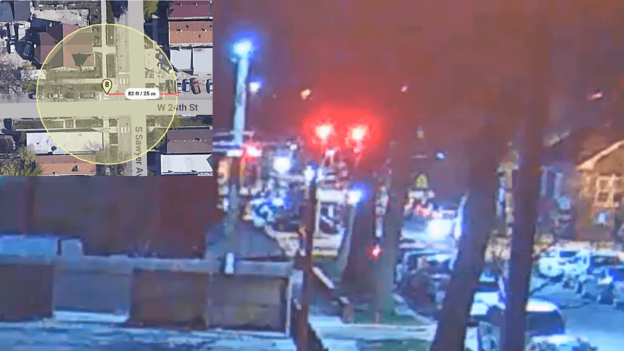 Luego se escuchan
<a href="https://www.univision.com/local/chicago-wgbo/video-muestra-adam-toledo-baleado-por-policia-chicago">8 disparos</a>, lo detecta el Shotspotter y envían a la policía. Al mismo tiempo, comenzaron a llegar llamados al 9-1-1.
<br>