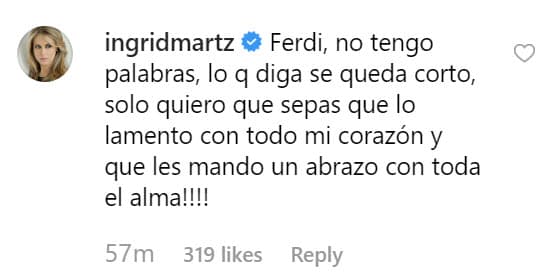 Ingrid Martz acaba de convertirse en madre de una niña, por lo que no dudó en mandarle todo su cariño a su compañero y amigo Ferdinando Valencia.