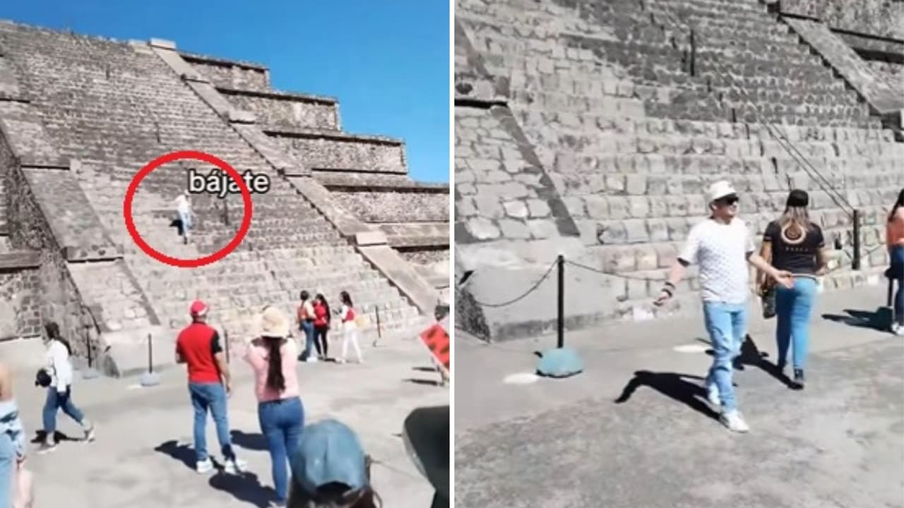 Indigna video de turista subiendo a pirámide de Teotihuacán en México pese a estar prohibido: “No pasa nada”