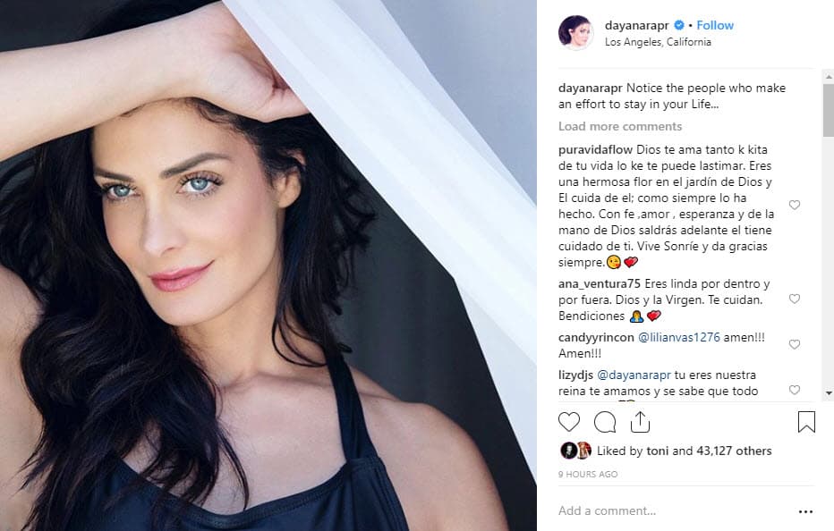 Sin embargo, esta publicación que la exreina de belleza hizo poco antes de conocerse de la ruptura, podría tener como destinatario a su ahora ex: "Fíjate en las personas que hacen un esfuerzo por permanecer en tu vida...", escribió en Instagram.