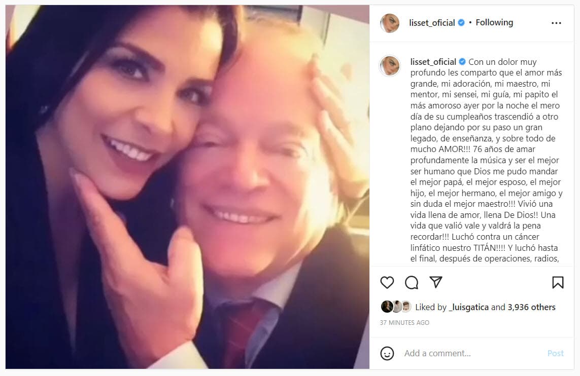 Muere Willy Gutiérrez, padre de la actriz Lisset.