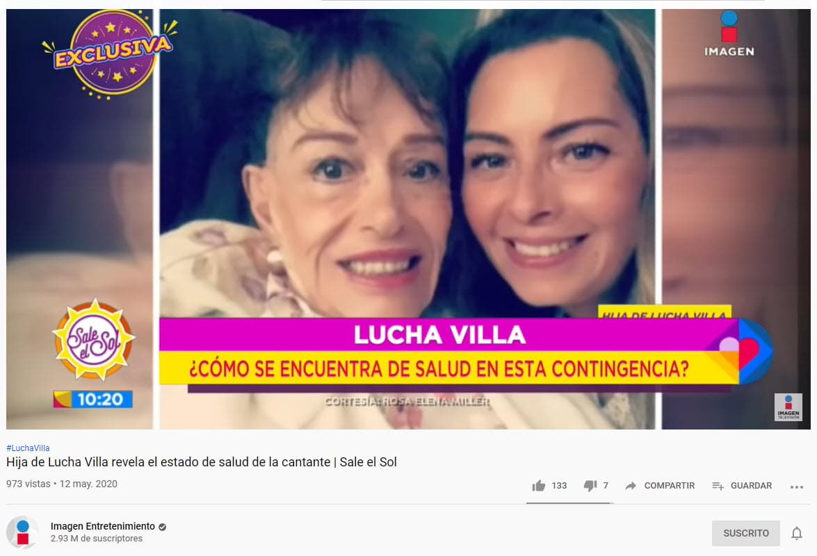 Rosa Elena Miller, hija de la cantante, reveló en ese entonces que su madre se encontraba bien y 
<b>la pandemia de coronavirus no le había afectado</b>.
<br>
