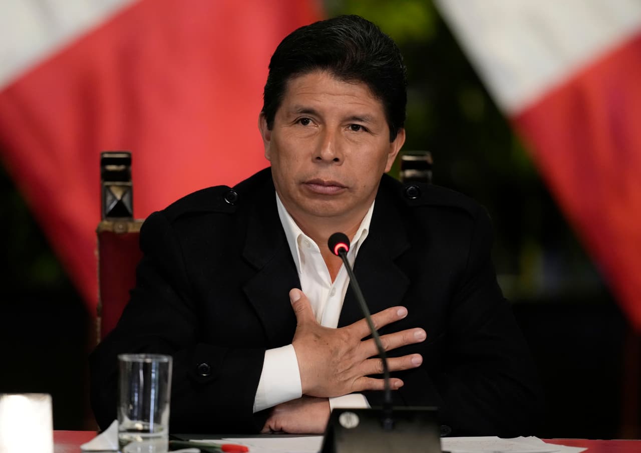 El expresidente de Perú Pedro Castillo en una conferencia de prensa en el Palacio Presidencial el 11 de octubre de 2022.