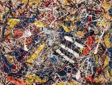 <b>'<i>Number 17A',</i> de Jackson Pollock</b>. Esta obra de 1948 fue también adquirida por el inversionista Kenneth Griffin al mismo tiempo que
<b>"Interchange" </b>(Intercambio), a un precio de $200 millones en 2015 y cedida al Instituto de Arte de Chicago
<b>.</b>
