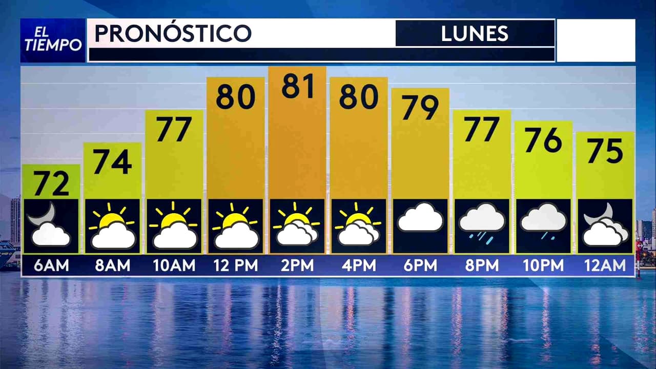Pronóstico del tiempo hoy en Miami: Chubascos por la tarde; el termómetro alcanzará 81 °F
