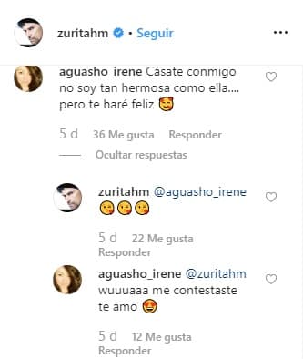 "
<b>Cásate conmigo</b> no soy tan hermosa como ella... pero te haré feliz", respondió la fanática de Zurita a la publicación.