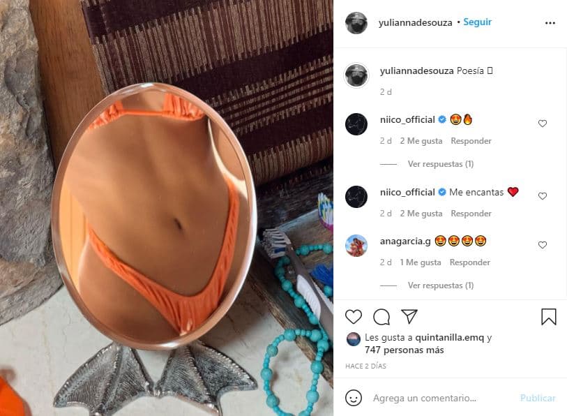 En un retrato que la joven posteó el martes 20 de abril, él comentó con una carita con corazones y una llamita.