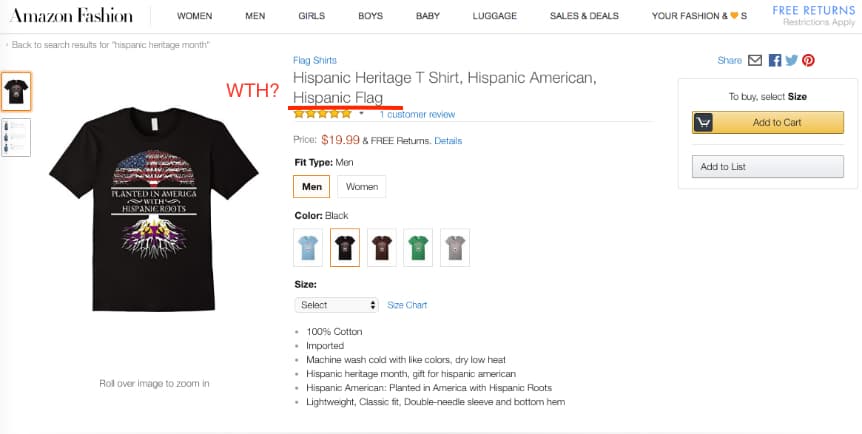 Playeras muy latinas de venta en Amazon Fashion.
