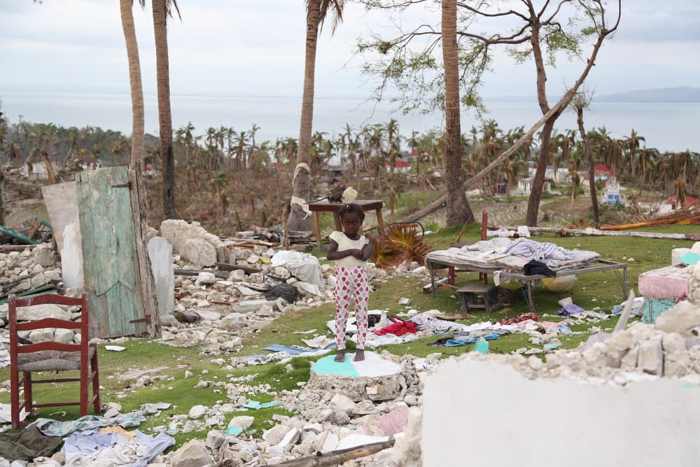 Hurricane matthew destroyed or damaged hundreds of homes on Ile-a-Vache, Haiti