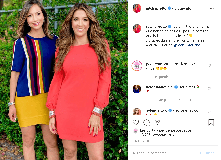 Junto a la bella fotografía, Satcha escibió un bello mensaje en el que le cuenta a sus seguidores lo mucho que significa tener una amiga como Maity. Nuestras conductoras tienen mucho en común y aquí te lo contamos.