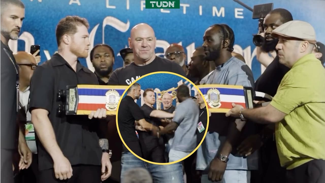 ¿Qué se dijeron Canelo y Crawford tras empujarse en rueda de prensa? 