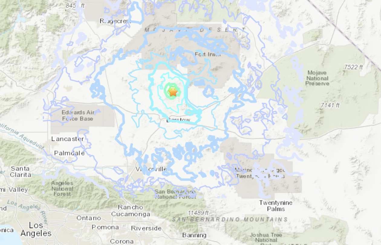 Reportan temblor de magnitud 3.9 en Barstow, California