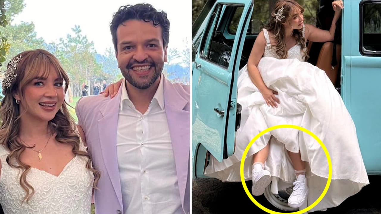 Las imágenes de la boda de Daniela Luján: llegó en tenis, combi y con un ramo poco tradicional