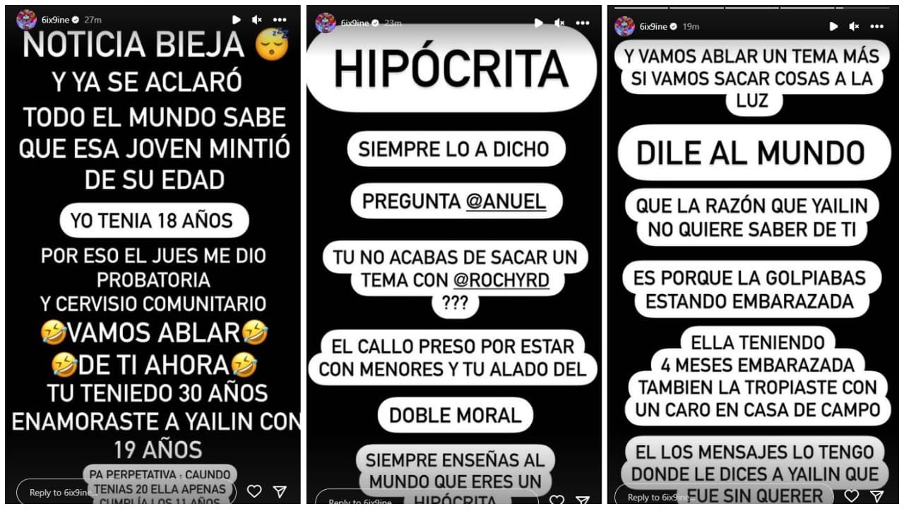 Tekashi 6ix9ine revela que Anuel golpeó a Yailin durante su embarazo.