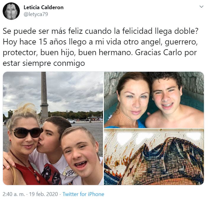 Dos días más tarde viene el festejo para 
<b>Carlo, él nació un 19 de febrero</b> y también lo felicita a través de las redes sociales.