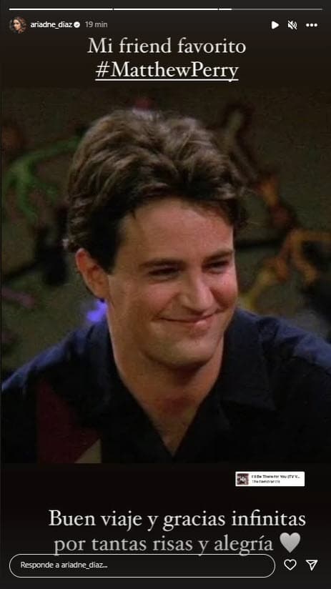 Ariadne Díaz se despide de Matthew Perry.
