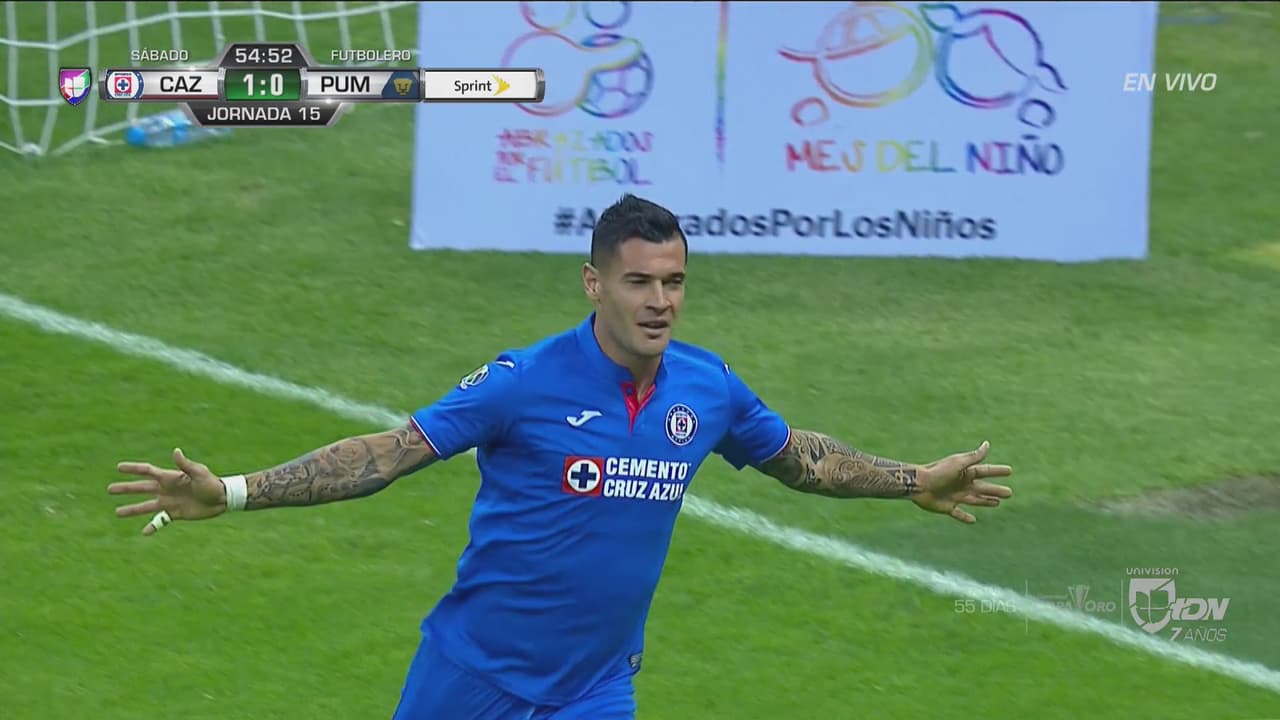 Caraglio nuevamente marca y Cruz Azul ya le gana 2-0 a Pumas