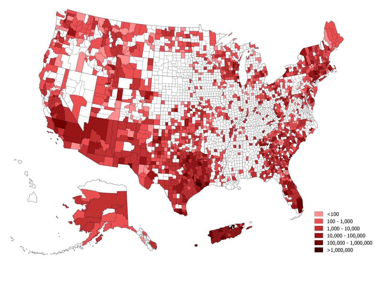 Este mapa de la NRDC muestra las irregularidades detectadas en el agua de consumo (presencia de plomo) durante el 2015 en diferentes partes de EEUU.