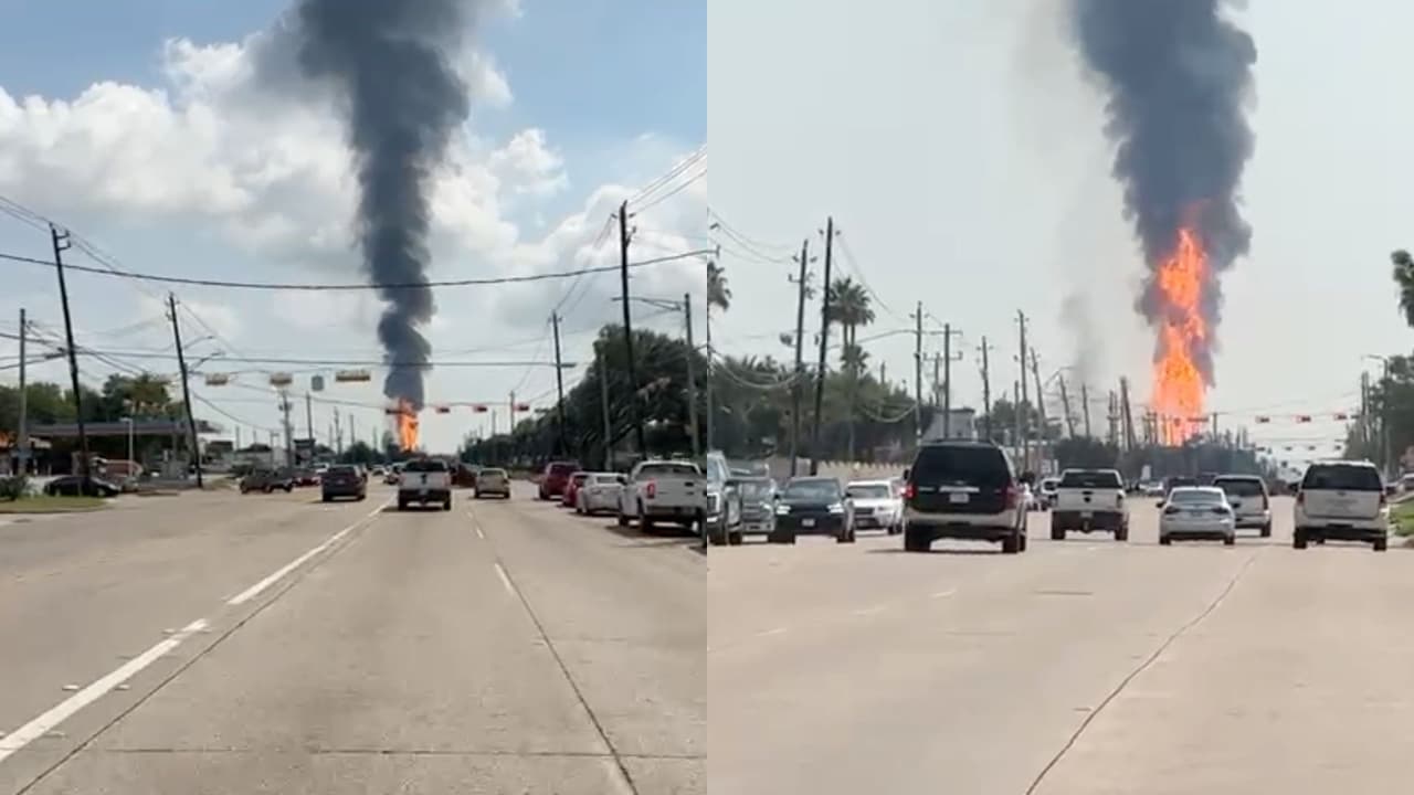 "No hay heridos": Cientos de bomberos intentan controlar el incendio de una tubería en La Porte, Texas