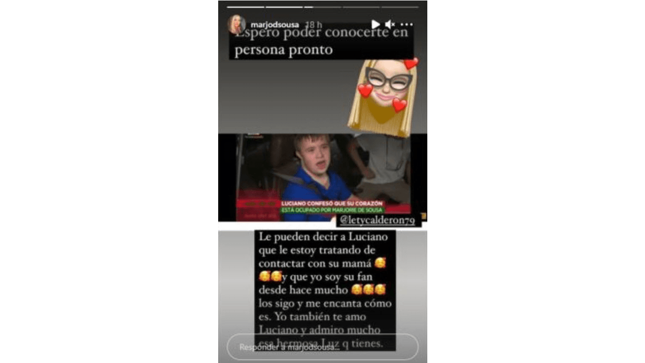 Marjorie de Sousa le contesta a Luciano.