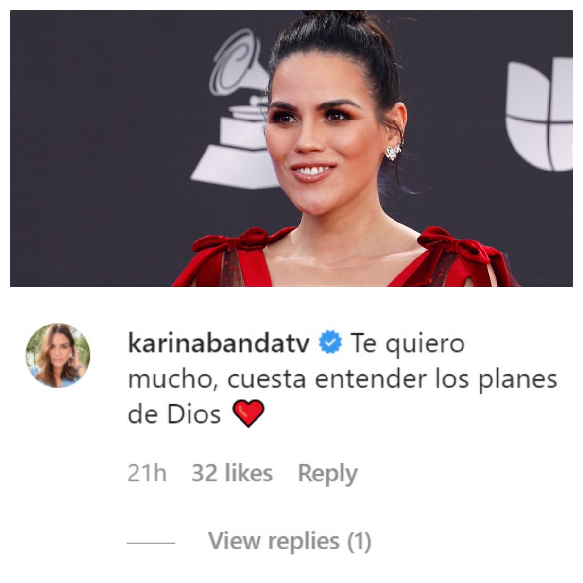 Su amiga y compañera en
<b> El Gordo y La Flaca</b>, Karina Banda, se hizo presente con estas palabras de apoyo: "Te quiero mucho, cuesta entender los planes de Dios".