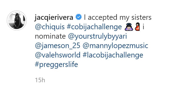 "Acepté el #CobijaChallenge de mi hermana", escribió como pie de foto y retó a más personas a realizarlo. 
<br>