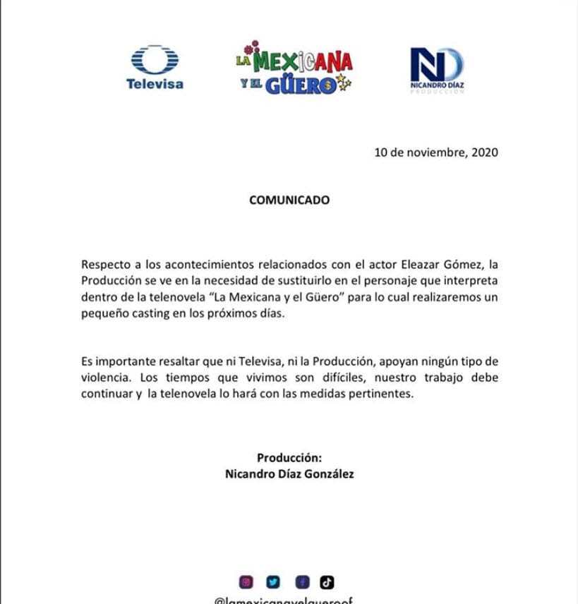 Además de los testimonios de sus exnovias, Eleazar Gómez ha enfrentado consecuencias laborales ante el escándalo. El martes 10 se confirmó que 
<b><a href="https://www.univision.com/shows/despierta-america/sin-novela-y-sin-manager-el-escandalo-por-agresion-de-eleazar-gomez-tiene-consecuencias-en-su-trabajo-video" target="_blank">quedó despedido de la telenovela 'La Mexicana y El Güero' </a></b>que actualmente grababa. También su representante, Joe Bonilla, dio a conocer que su relación contractual finalizó con él. 
<br>