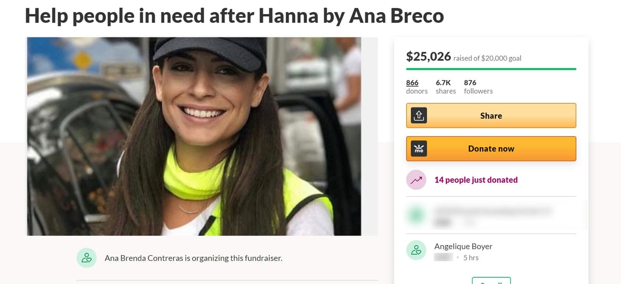 La actriz emprendió una campaña para obtener donaciones a través de un importante 
<a href="https://www.gofundme.com/f/local-kindess-by-ana-breco?utm_source=twilio&utm_medium=sms&utm_campaign=contacts-v2-invite-to-donate" target="_blank">sitio web</a>. Con lo recaudado 
<b>compraría alimentos, medicinas y productos esenciales para los damnificados</b>.
<br>